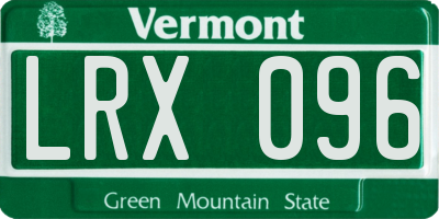 VT license plate LRX096