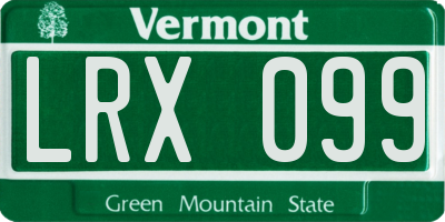 VT license plate LRX099