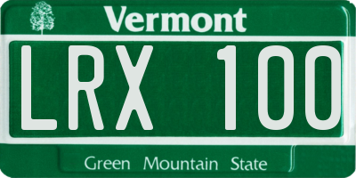 VT license plate LRX100