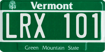 VT license plate LRX101