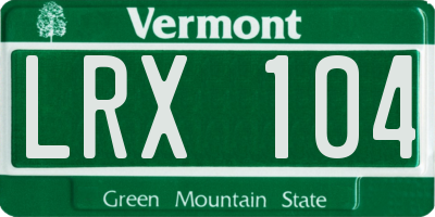 VT license plate LRX104
