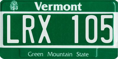 VT license plate LRX105