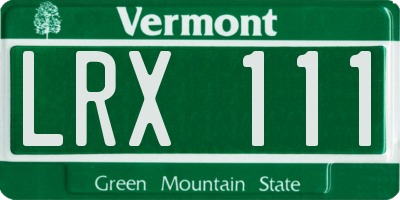 VT license plate LRX111