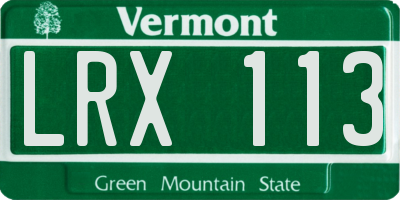 VT license plate LRX113