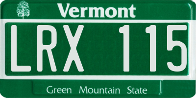 VT license plate LRX115