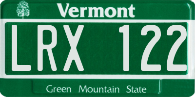 VT license plate LRX122