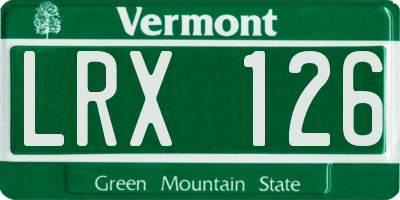 VT license plate LRX126