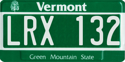 VT license plate LRX132