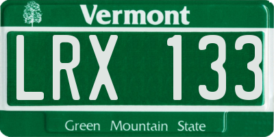 VT license plate LRX133