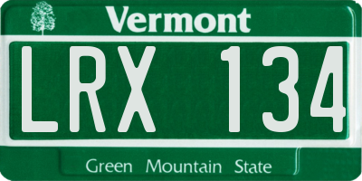 VT license plate LRX134
