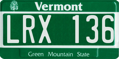 VT license plate LRX136