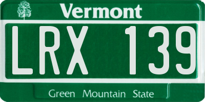 VT license plate LRX139