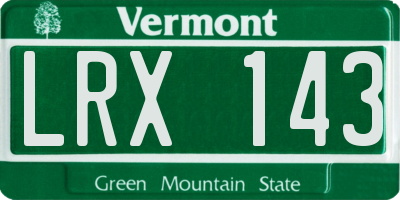VT license plate LRX143