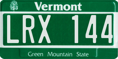VT license plate LRX144
