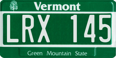 VT license plate LRX145