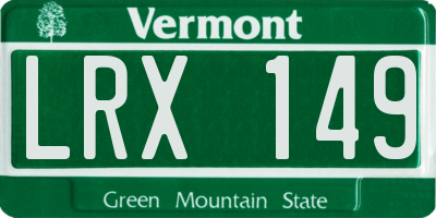 VT license plate LRX149