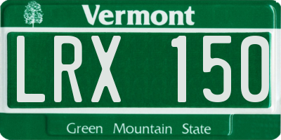 VT license plate LRX150