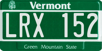VT license plate LRX152