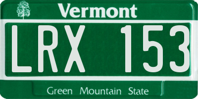 VT license plate LRX153