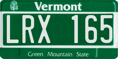 VT license plate LRX165
