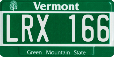 VT license plate LRX166