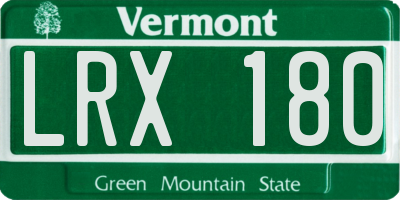 VT license plate LRX180