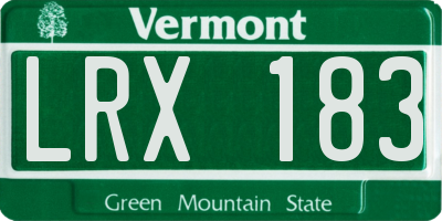 VT license plate LRX183