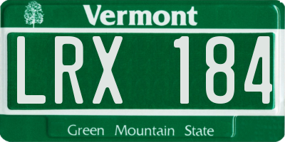 VT license plate LRX184