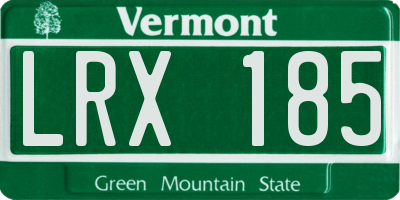 VT license plate LRX185