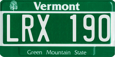 VT license plate LRX190