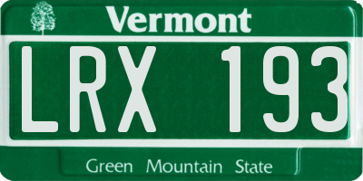 VT license plate LRX193
