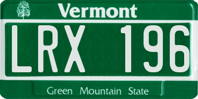 VT license plate LRX196