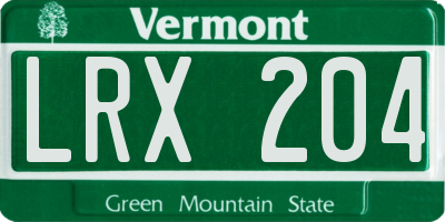 VT license plate LRX204