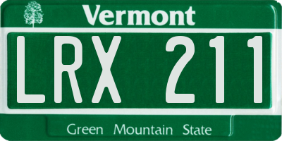VT license plate LRX211