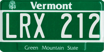 VT license plate LRX212