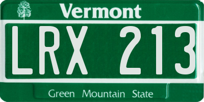 VT license plate LRX213