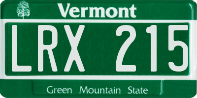 VT license plate LRX215