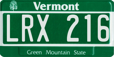VT license plate LRX216