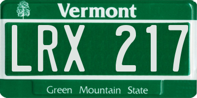 VT license plate LRX217
