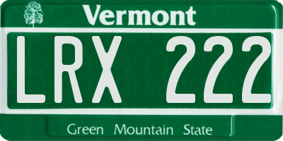 VT license plate LRX222