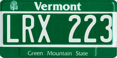 VT license plate LRX223