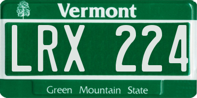 VT license plate LRX224