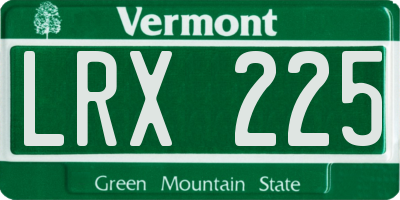 VT license plate LRX225