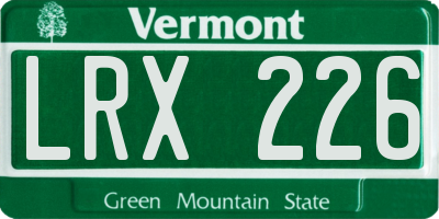 VT license plate LRX226
