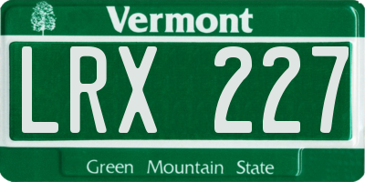 VT license plate LRX227