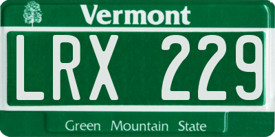 VT license plate LRX229