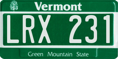 VT license plate LRX231