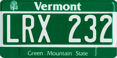 VT license plate LRX232