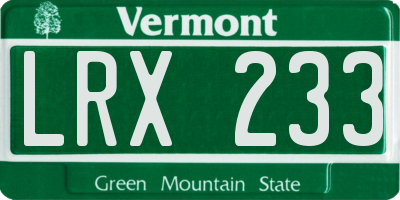 VT license plate LRX233