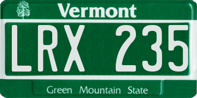VT license plate LRX235